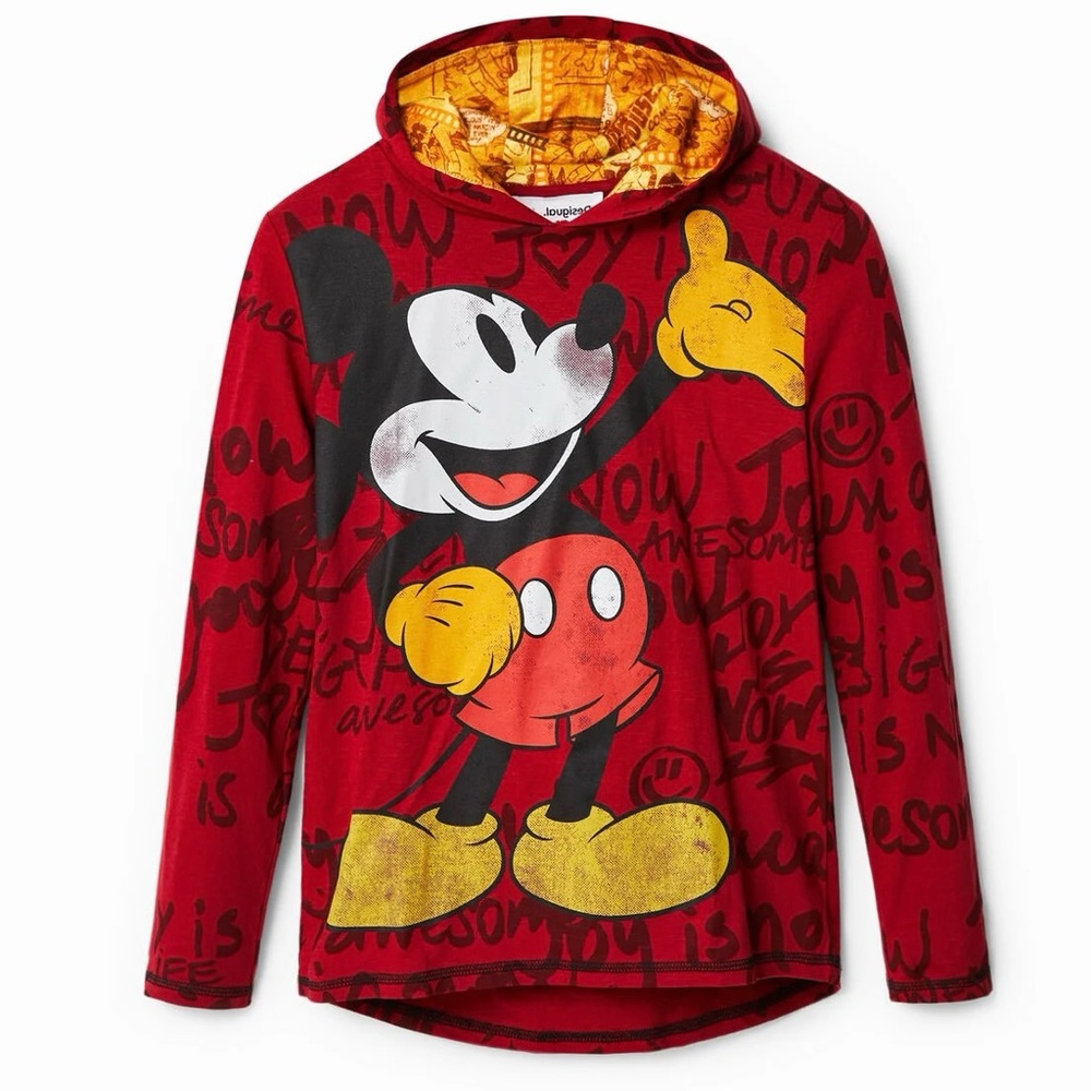EUC/Like New Desigual Red Mickey Mouse Kids HoodED T-Shirt (worn once)